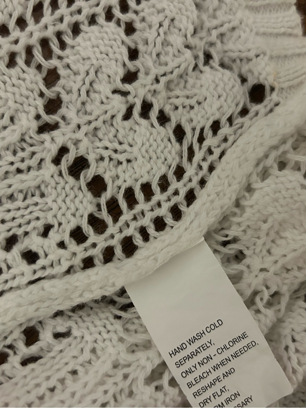 Cream Open-Knit Long Cardigan Cottagecore Fairy Whimsical Cover-up Summer - Picture 4 of 6